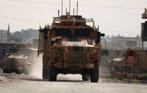 Turkish military convoy in border with Northern Syria