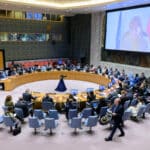 Helen La Lime, chief of the UN Integrated Office in Haiti (BINUH), briefing the UN Security Council on Dec. 21, 2022 and calling for “enhanced operational security support,” in other words, foreign military boots on Haitian soil. Photo: UN Photo/Manuel Elias.