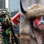 Photo composition with the images of two iconic protestors in the storming of Capitols in Brasilia (left) and Washington D.C. (right). Photo: Orinoco Tribune.