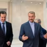 Syrian President Bashar Al-Assad and Iranian Foreign Minister Hussein Amir Abdollahian, in Damascus, Syria, on January 14, 2023. Photo: SANA.