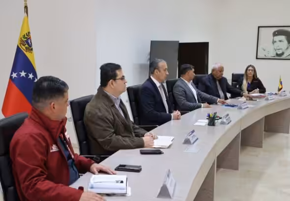 Venezuelan Minister of Petroleum Tareck El Aissami escorted by the new PDVSA board of directors after the swearing-in ceremony this Monday, January 9, 2023. Photo: PDVSA.