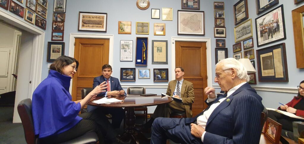 Ana Cecilia Gervasi during a meeting with US congresspersons Bill Pascrell, Jim Himes, and Vicente Gonzalez in Washington, DC, on January 31, 2023. Photo: Twitter/@CancilleriaPeru.