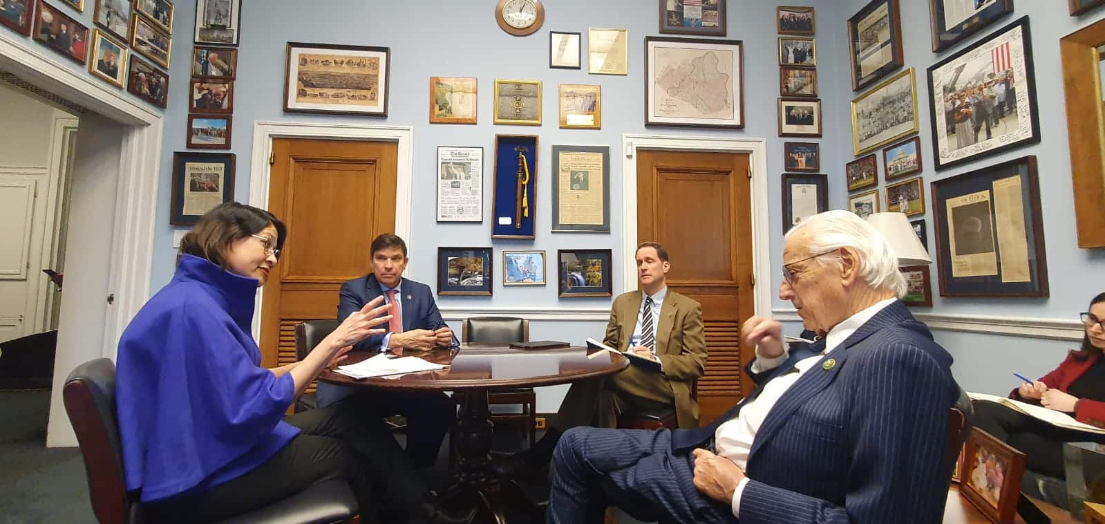 Ana Cecilia Gervasi during a meeting with US congresspersons Bill Pascrell, Jim Himes, and Vicente Gonzalez in Washington, DC, on January 31, 2023. Photo: Twitter/@CancilleriaPeru.