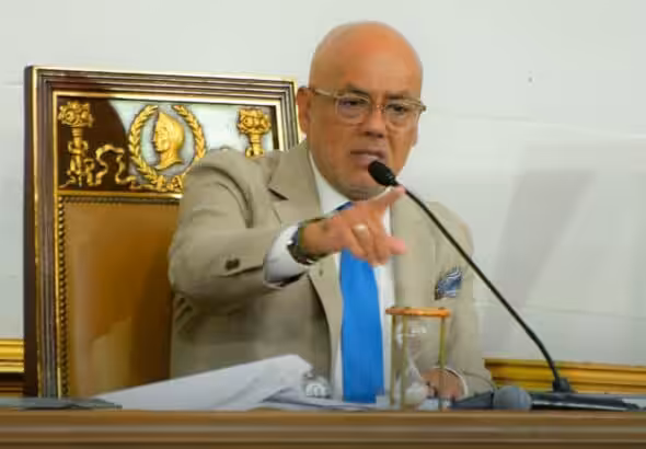 Venezuelan National Assembly President Jorge Rodríguez during the session approving the parliamentary agenda, Tuesday, January 1, 2023. Photo: Twitter/@eljojotoweb.