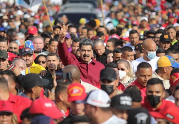 Venezuelan President Nicolas Maduro marching surrounded by people during a march on December 8, 2022, commemorating the 10 anniversary of the last televised speech of Commander Hugo Chavez. Photo: Presidential Press.