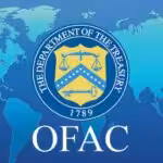 US Treasury Department's OFAC symbol imposed over the world map. File photo.