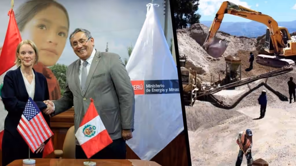 CIA veteran and US ambassador in Peru, Lisa Kenna, with the country's mining minister, on January 18, 2023. File photo.