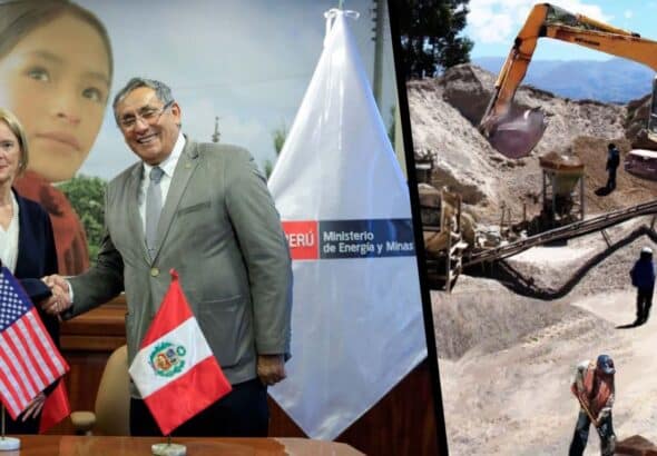 CIA veteran and US ambassador in Peru, Lisa Kenna, with the country's mining minister, on January 18, 2023. File photo.