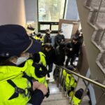 Investigators from South Korea’s National Intelligence Service and National Police Agency forcibly entered and conducted a raid at the Korean Confederation of Trade Unions. Photo: Joon Kim/Labor and the World via KCTU