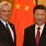 President of Cuba Miguel Díaz-Canel with the General Secretary of the CCCP Xi Jinping. File photo.