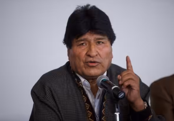 Former Bolivian President Evo Morales speaking during a news conference in Mexico City. Photo: Edgard Garrido.