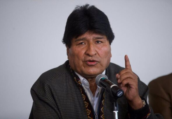 Former Bolivian President Evo Morales speaking during a news conference in Mexico City. Photo: Edgard Garrido.