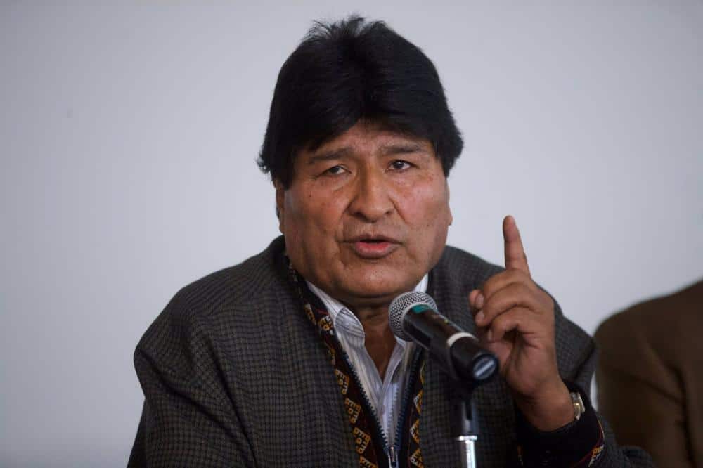Former Bolivian President Evo Morales speaking during a news conference in Mexico City. Photo: Edgard Garrido.