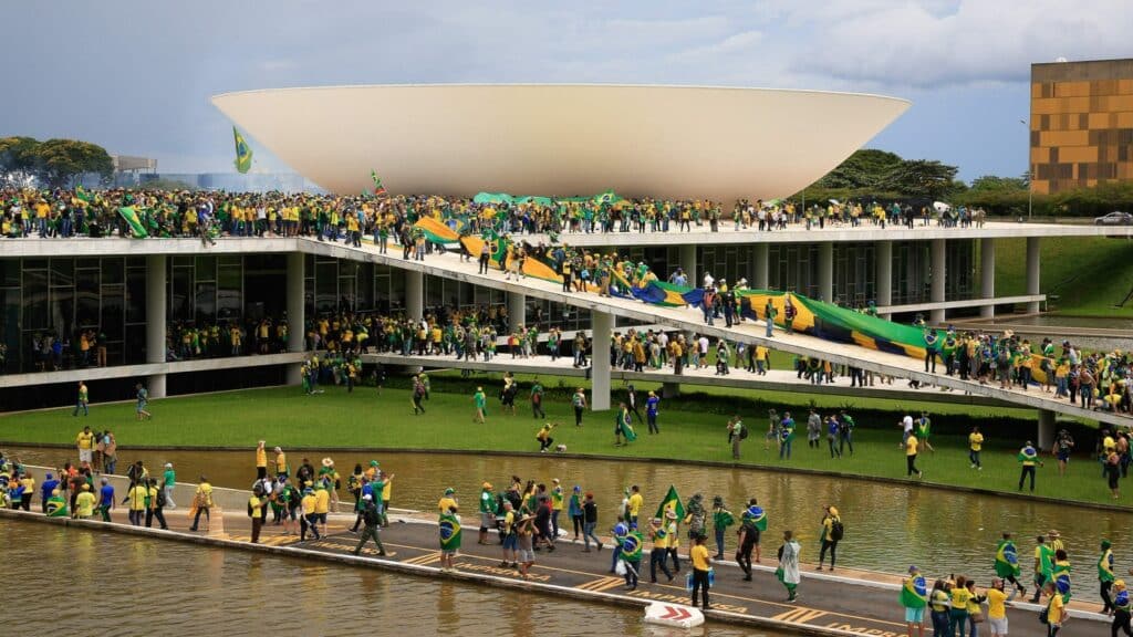 Supporters of Brazilian former President Jair Bolsonaro invading the National Congress in Brasilia. Photo: Sergio Lima/AFP via Getty Images/File photo.