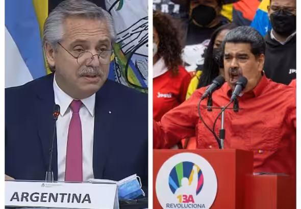 President Alberto Fernández of Argentina (left), and President Nicolás Maduro of Venezuela (right). Photo: MercoPress.
