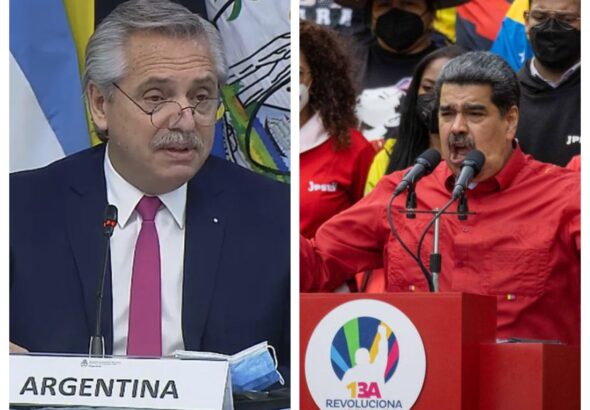 President Alberto Fernández of Argentina (left), and President Nicolás Maduro of Venezuela (right). Photo: MercoPress.