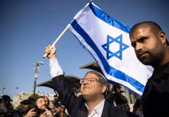 Right-wing politician Itamar Ben Gvir at Damascus Gate in Jerusalem’s old city, June 2021. Photo: Yonatan Sindel/FLASH90.
