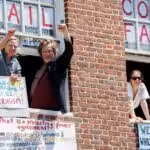 The remaining four members of the Embassy Protection Collective who held down the embassy until they were evicted and arrested by the US Secret Service. Photo: Peoples Dispatch.