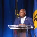 Philip Davis, prime minister of The Bahamas, delivering his opening remarks at the CARICOM Summit held in Nassau, the capital of The Bahamas. Photo: CARICOM.