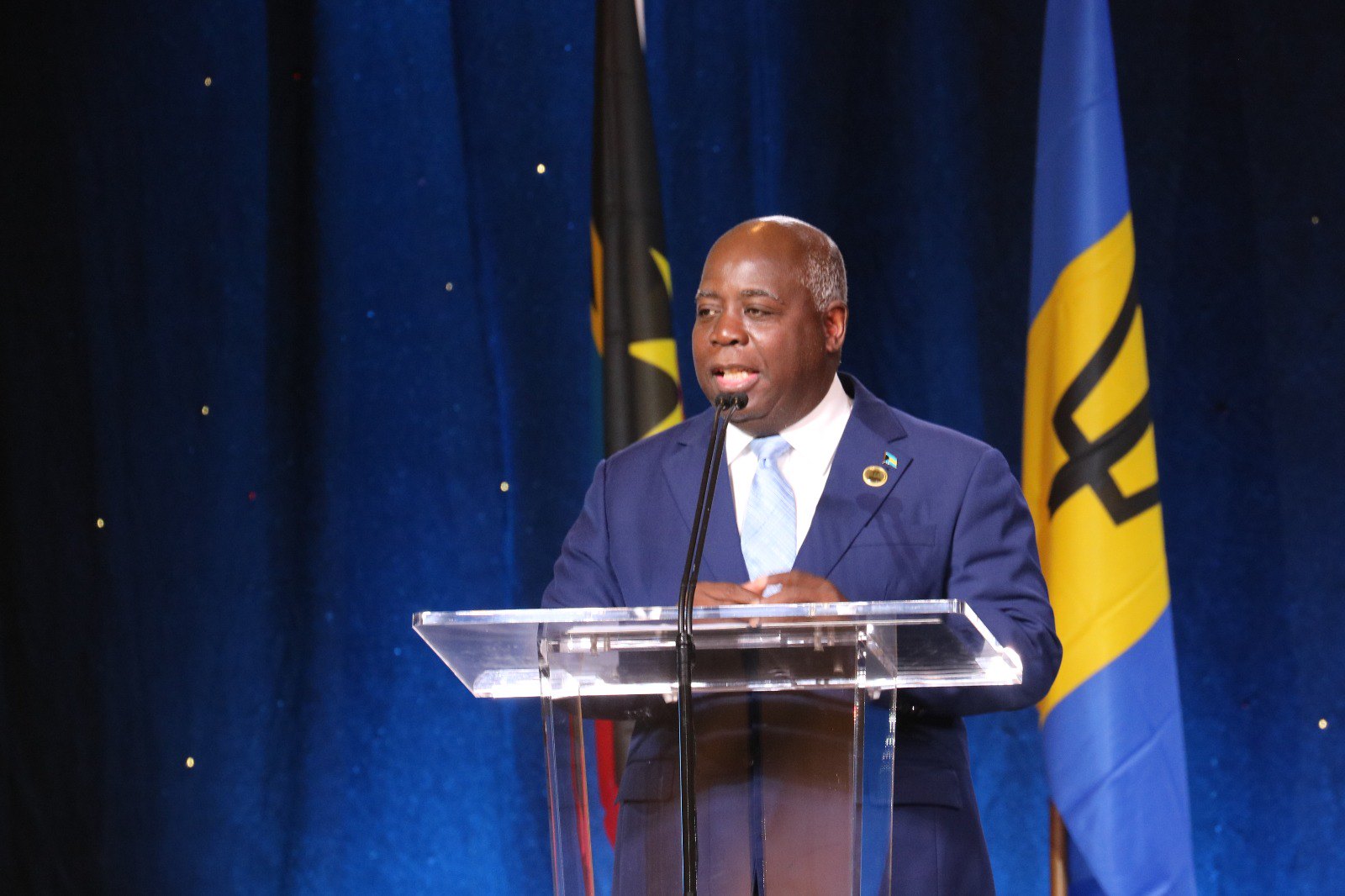 Philip Davis, prime minister of The Bahamas, delivering his opening remarks at the CARICOM Summit held in Nassau, the capital of The Bahamas. Photo: CARICOM.