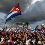 Cuban Americans hold a rally in Miami to support dissidents on the island, July 2021. Photo: Flickr.
