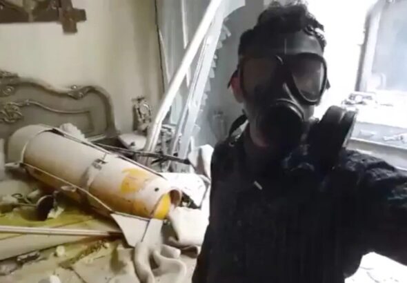 Fabricated photo of the supposed chemical attacks in Douma, Syria. Photo: The Grayzone.