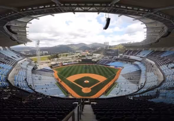 Fisheye view of the new stadium Monumental Simón Bolívar in Caracas, the second biggest baseball stadium in Latin America, inaugurated on Wednesday, February 1, 2022. Photo: Correo del Orinoco.