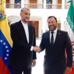 Minister of Foreign Affairs of the Islamic Republic of Iran, Amir Abdollahian (left) meeting with Venezuelan Foreign Minister Yván Gil (right). Photo: Twitter/@yvangil.
