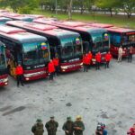 A group of buses at a ceremony announcing the Venezuelan government's operation to facilitate the Carnival holidays for the people. Photo: Twitter/@rvaraguayan.
