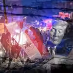 Collage of scenes of destruction in Syria following the 7.8 magnitude earthquake, with Trump's face superimposed, referring to the Western sanctions that are hindering the dispatch of aid to Syria. Photo composition: Al Mayadeen.