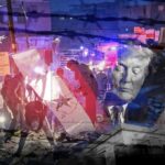 Collage of scenes of destruction in Syria following the 7.8 magnitude earthquake, with Trump's face superimposed, referring to the Western sanctions that are hindering the dispatch of aid to Syria. Photo composition: Al Mayadeen.