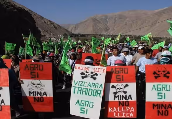 Protests begin against Tía María mining project. Photo: Diario Correo.