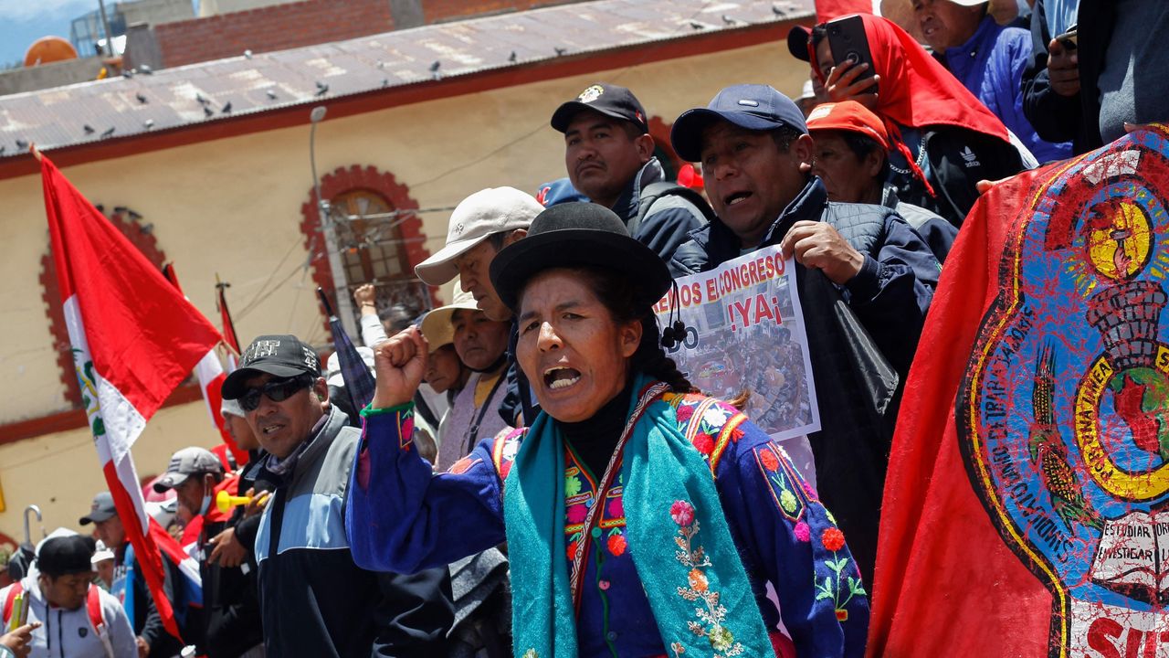 A protest against Peru's de facto government in Puno, Peru, January 25. Photo: Juan Carlos Cisneros/AFP/Getty Images/File photo.