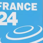 This photograph taken on April 9, 2019, shows the logo of the live news channel France 24 at Issy-les-Moulineaux, near Paris. Photo: AFP 2023/KENZO TRIBOUILLARD.