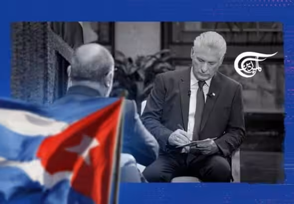 Cuban President Miguel Diaz-Canel during an interview with Al Mayadeen. Photo: Al Mayadeen.