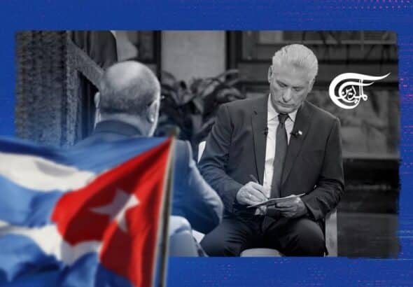 Cuban President Miguel Diaz-Canel during an interview with Al Mayadeen. Photo: Al Mayadeen.