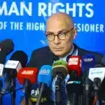 UN High Commissioner for Human Rights Volker Türk gives a press conference in Khartoum, Sudan, in November 2022. Photo: Anadolu Agency/Getty Images.