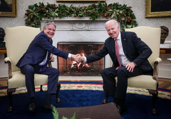 The President of Ecuador, Guillermo Lasso, with his American counterpart, Joe Biden. Photo: Twitter/@Presidencia_Ec.