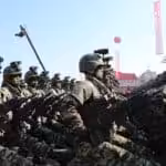 North Korean soldiers marching. Photo: RT.
