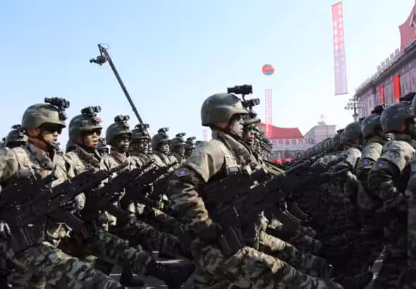 North Korean soldiers marching. Photo: RT.