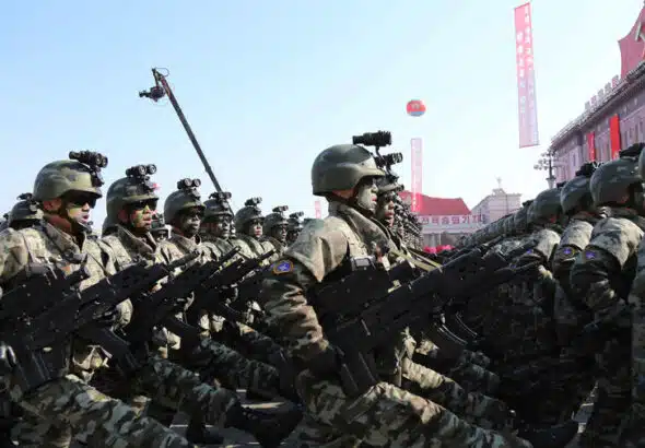 North Korean soldiers marching. Photo: RT.