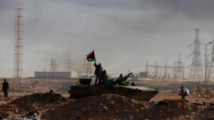 Rebels at the Ras Lanouf oil refining center, March 11, 2011, Libya. Photo: Eric BOUVET/Gamma-Rapho via Getty Images.