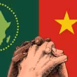 African Union (left) and China (right) over fists. Photo: Black Agenda Report.