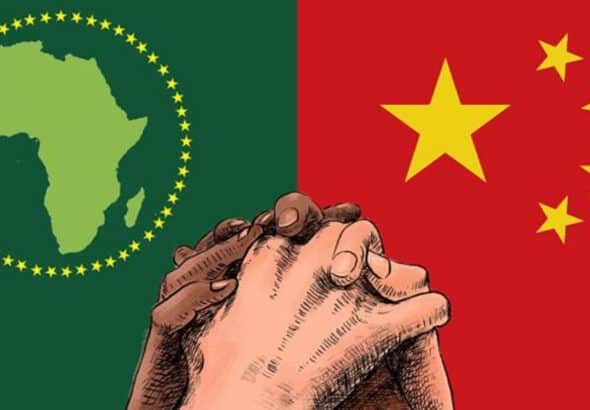 African Union (left) and China (right) over fists. Photo: Black Agenda Report.