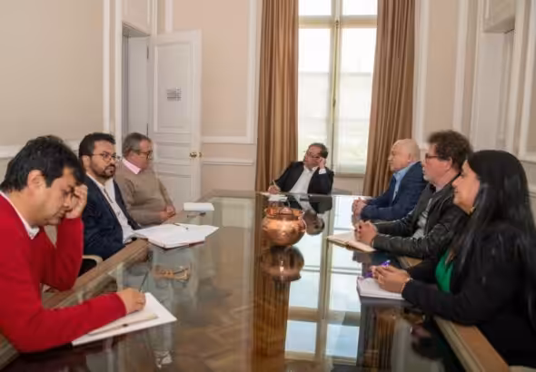 Colombian President Gustavo Petro meets with leaders of the ex-guerrilla organization FARC in Casa de Nariño, March 22, 2023. Photo: Twitter/@infopresidencia.