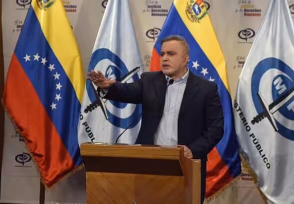 Venezuelan Attorney General Tarek William Saab speaks on the latest anti-corruption efforts by the authorities at a press conference on March 25, 2023. Photo: Twitter/@MinpublicoVEN.