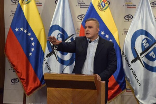 Venezuelan Attorney General Tarek William Saab speaks on the latest anti-corruption efforts by the authorities at a press conference on March 25, 2023. Photo: Twitter/@MinpublicoVEN.