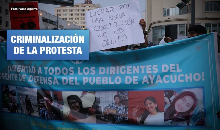 Protestors holding signs to show that they are fighting for a new constitution. Photo: Valia Aguirre.