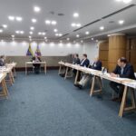 Ceremony for the launch of the opposition primaries technical commission in the CNE headquarters in Caracas, presided by CNE President Pedro Calzadilla. Photo: Twitter/@cnprimariave.