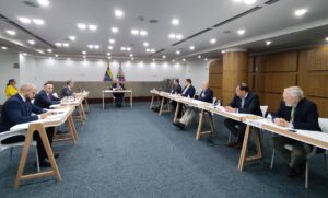 Ceremony for the launch of the opposition primaries technical commission in the CNE headquarters in Caracas, presided by CNE President Pedro Calzadilla. Photo: Twitter/@cnprimariave.